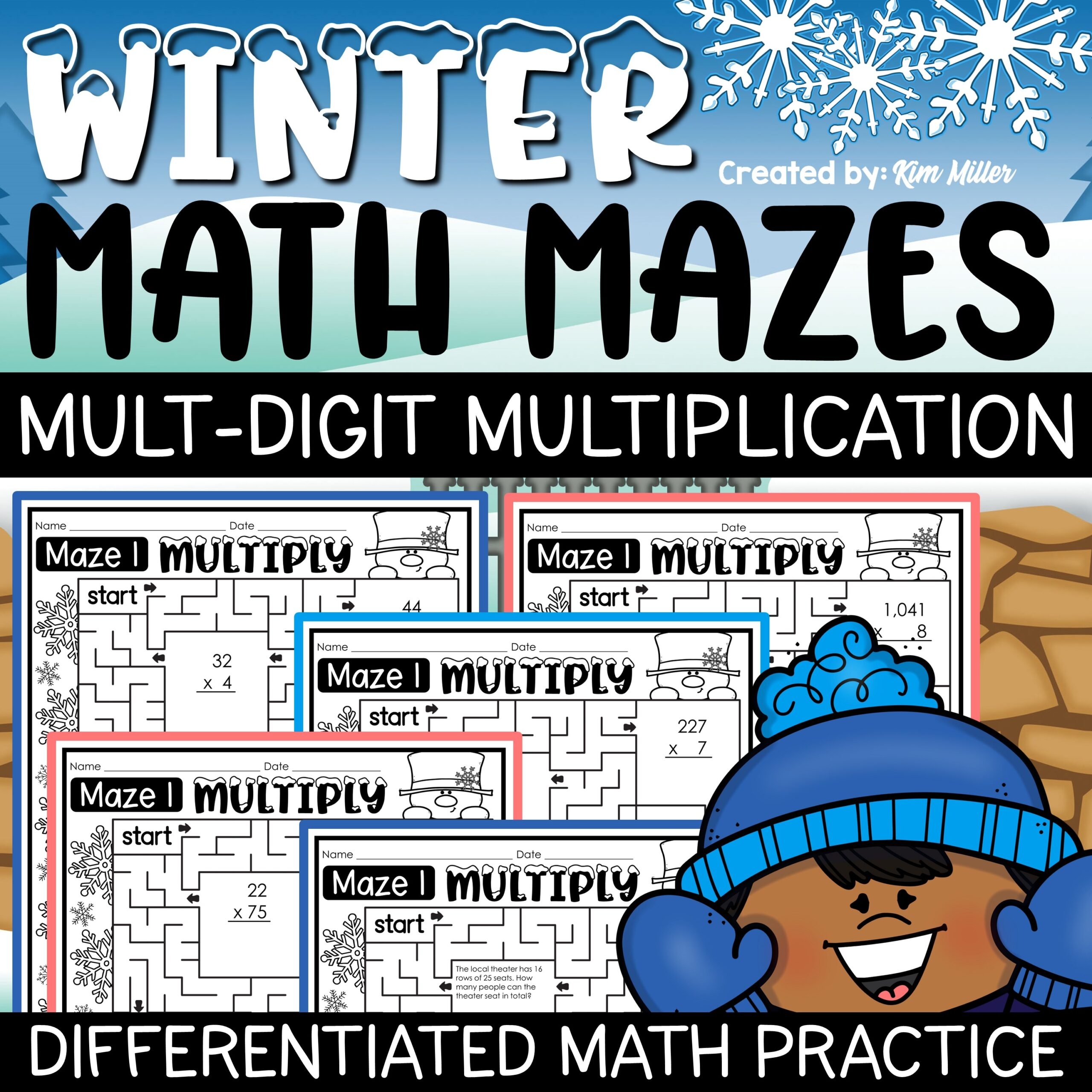 Winter Math Activities Multi Digit Multiplication Worksheets Math Mazes A Love Of Teaching Kim Miller