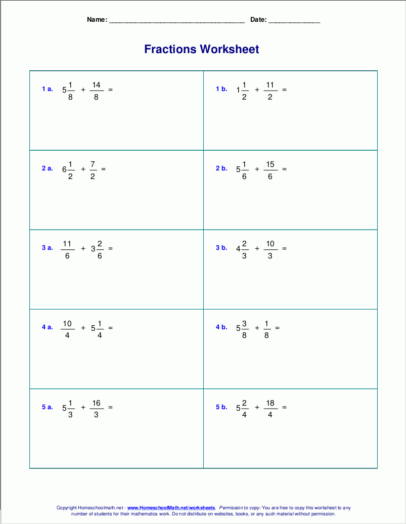 Worksheets For Fraction Addition Worksheets For Fraction Addition