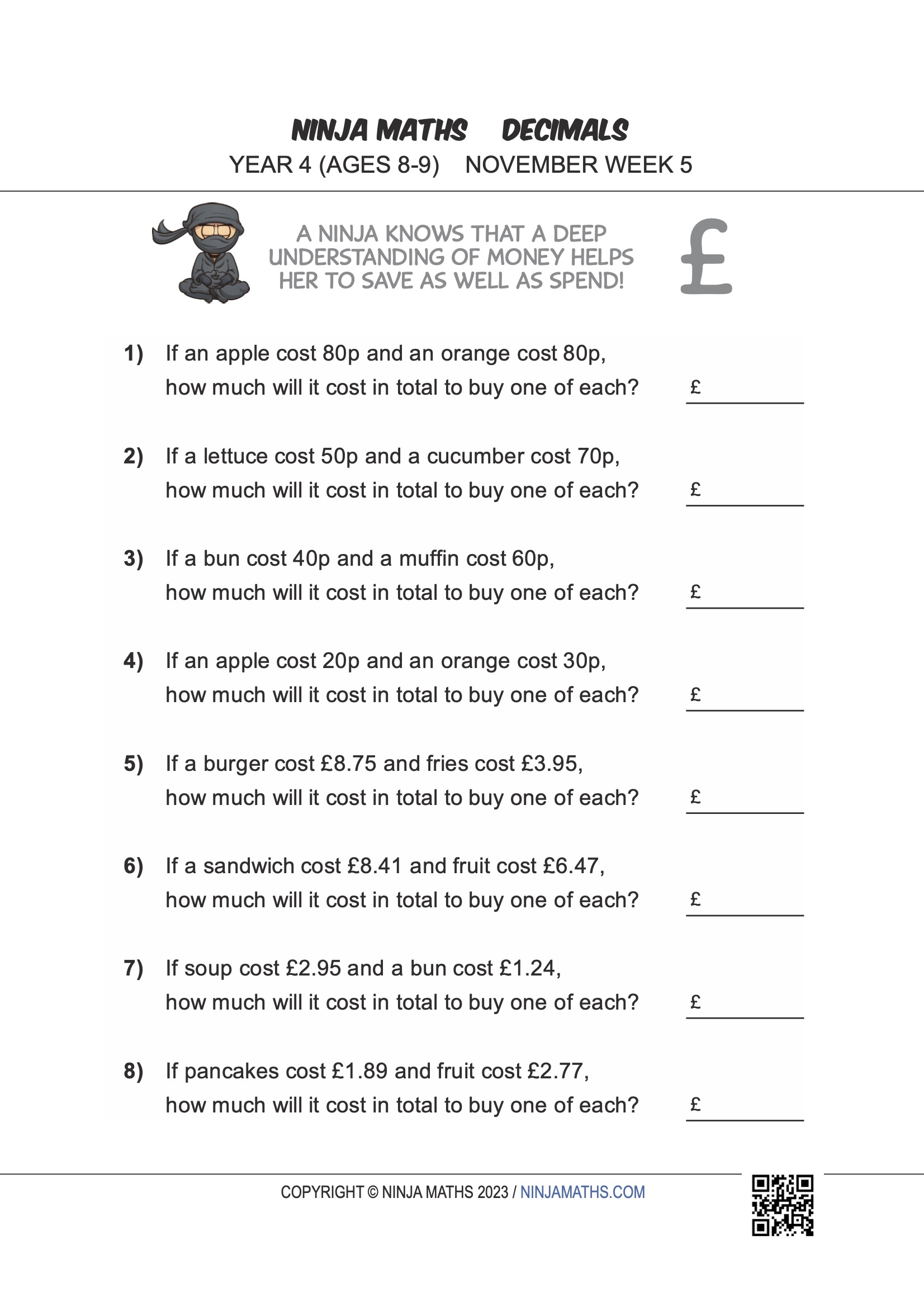 Year 4 Free Maths Worksheets Ninja Maths Worksheets Library